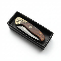 M390 Folding Knife with Brown Burl Wood Handle