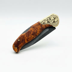 M390 Folding Knife with Brown Burl Wood Handle
