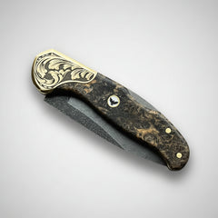 M390 Folding Knife with Dark Burl Wood Handle