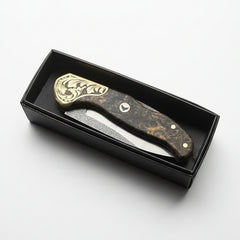 M390 Folding Knife with Dark Burl Wood Handle