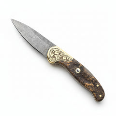 M390 Folding Knife with Dark Burl Wood Handle