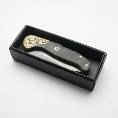 M390 Folding Knife with Olive Burl Wood Handle
