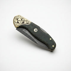M390 Folding Knife with Olive Burl Wood Handle