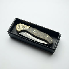 M390 Folding Knife with Olive Burl Wood Handle
