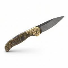 M390 Folding Knife with Olive Burl Wood Handle