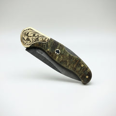 M390 Folding Knife with Olive Burl Wood Handle