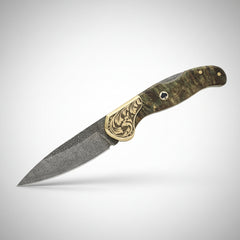 M390 Folding Knife with Olive Burl Wood Handle