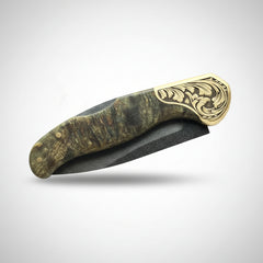 M390 Folding Knife with Olive Burl Wood Handle