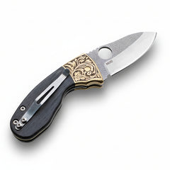 N690 Folding Pocket Knife with Black Wood Handle