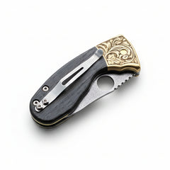 N690 Folding Pocket Knife with Black Wood Handle