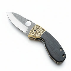N690 Folding Pocket Knife with Black Wood Handle