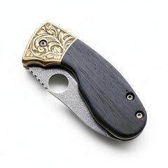 N690 Folding Pocket Knife with Black Wood Handle