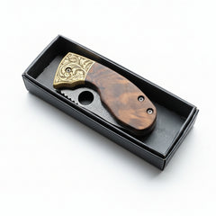 N690 Folding Pocket Knife with Brown Wood Handle