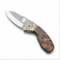 N690 Folding Pocket Knife with Brown Wood Handle