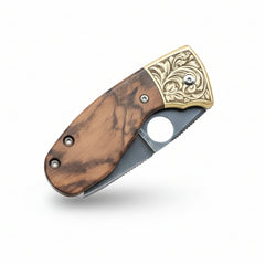 N690 Folding Pocket Knife with Brown Wood Handle