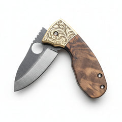 N690 Folding Pocket Knife with Brown Wood Handle