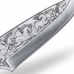 Cuchillo grabado con mango de ciervo