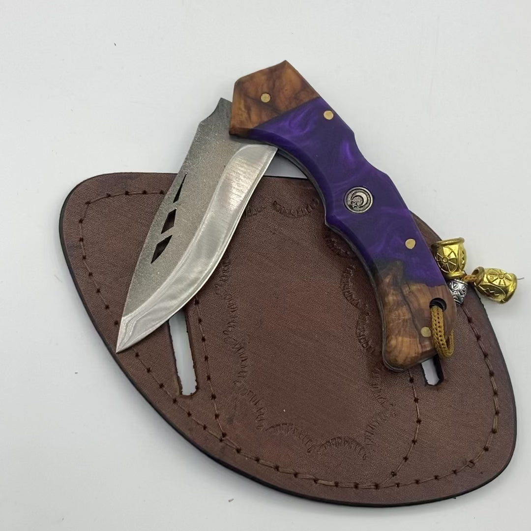 Blue Epoxy Handle LockBack Pocket Knife 3.5 İnches Blade