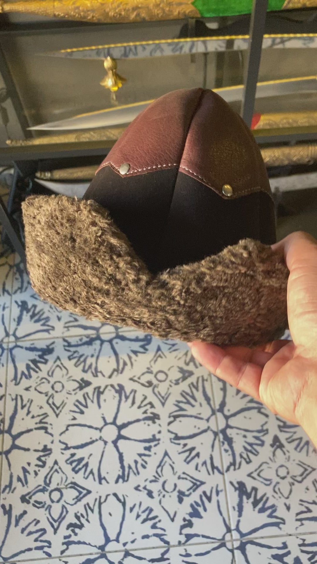 Leather Ottoman Fur Bork Hat
