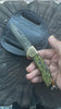 Damascus Steel Folding Knife Stabilized Green Handle