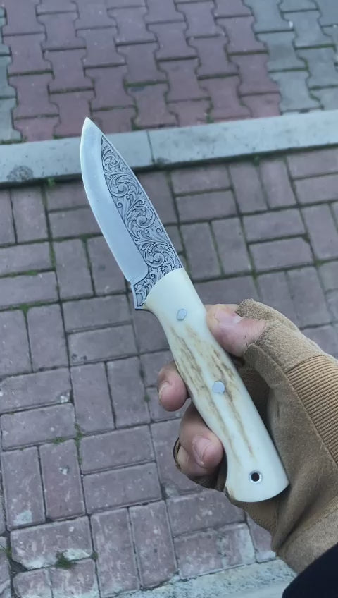 stag handle engraved knives for sale