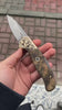 Premium M390 Folding Pocket Knife with Walnut Burl Wood & Engraved Brass Bolster