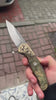 M390 Folding Knife with Green Burl Wood Handle