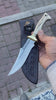 Cuchillo de camping hecho a mano con mango de cuerno de ciervo de 8 pulgadas