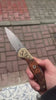 Premium M390 Folding Pocket Knife with Red Burl Wood Handle & Engraved Brass Bolster