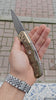 M390 Folding Pocket Knife with Green Burl Wood Handle
