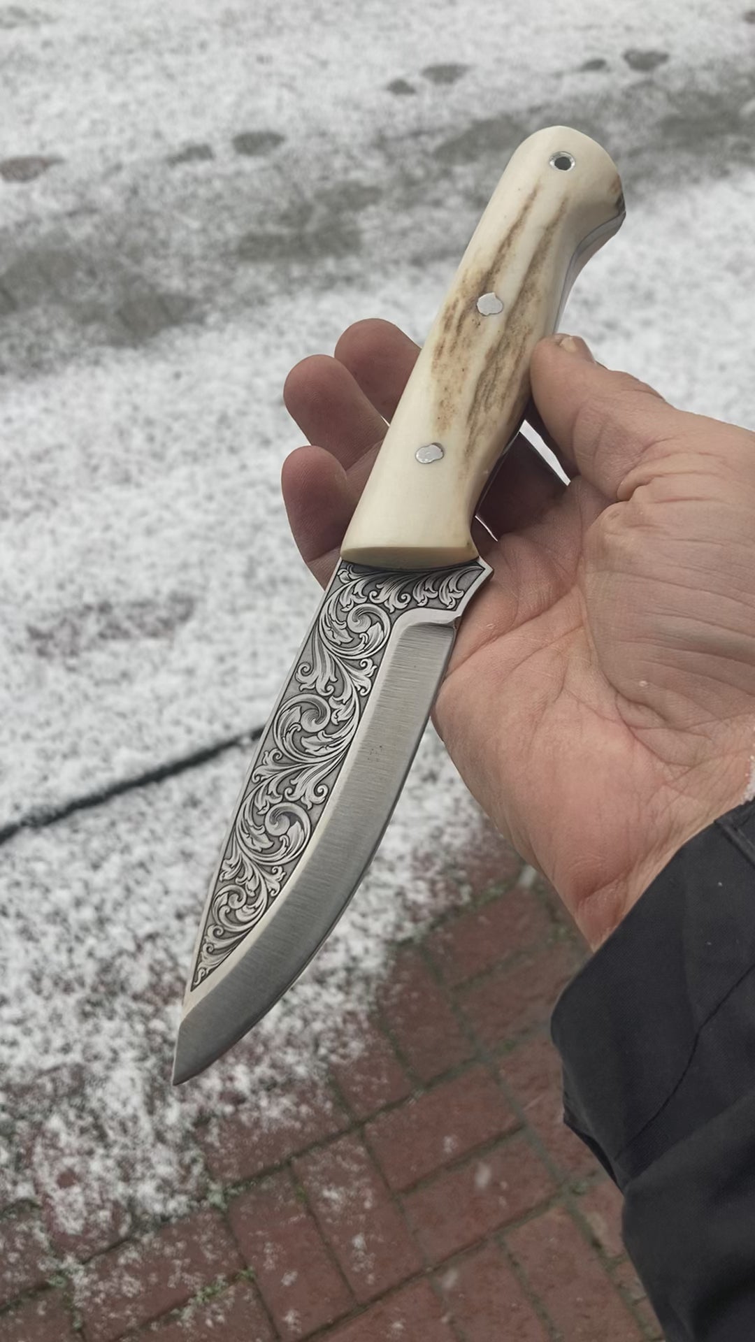 Stag Handle Engraved Knife