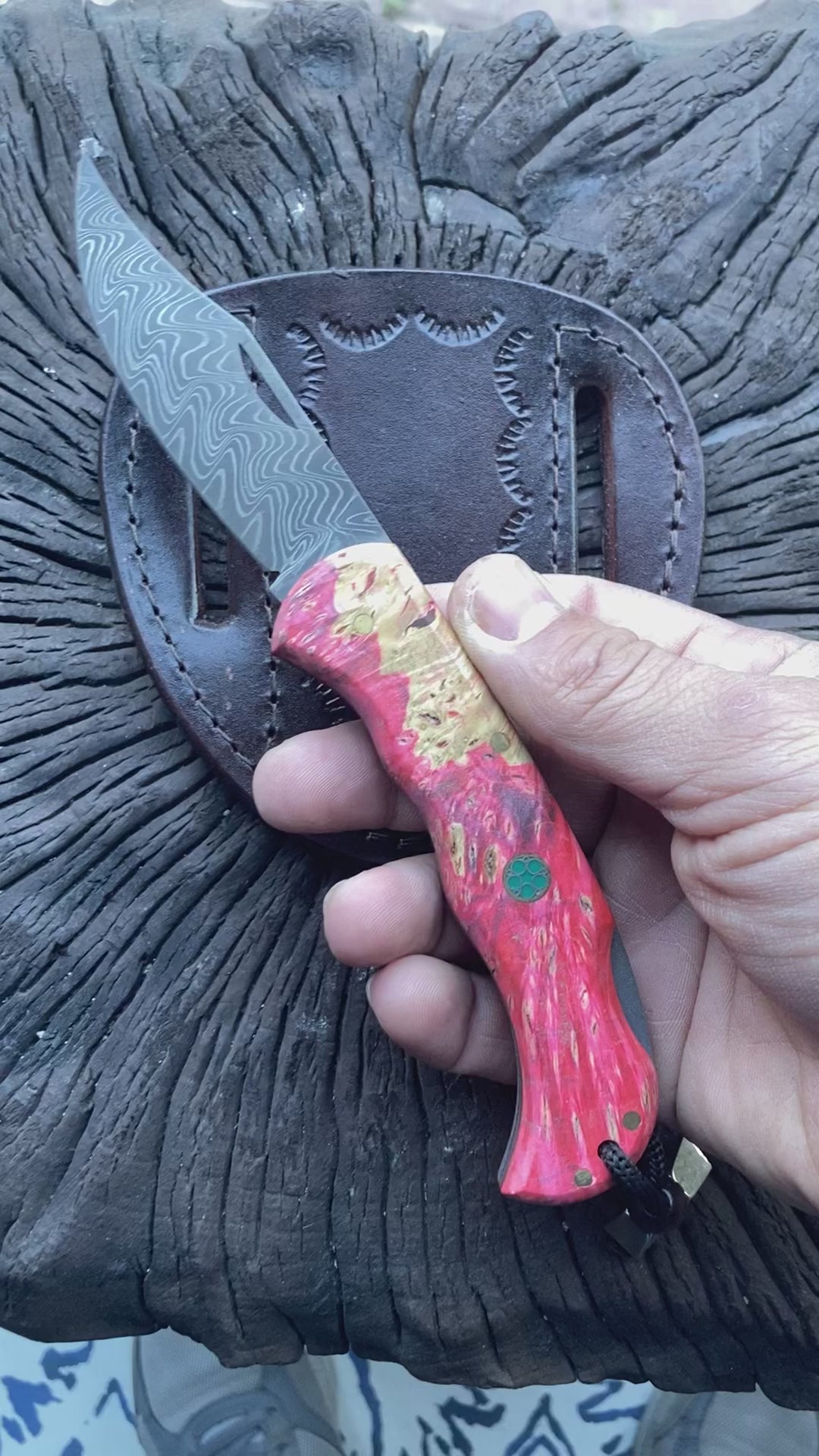 Navaja plegable de acero de Damasco